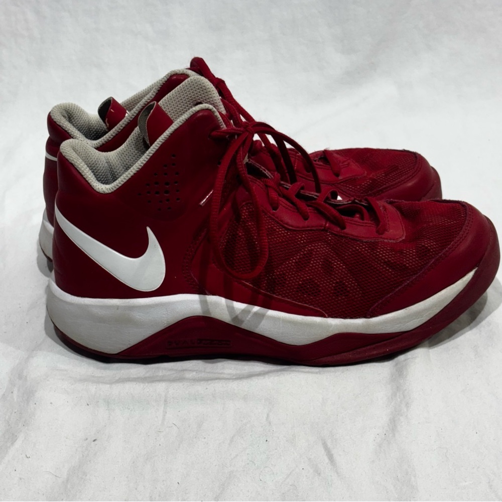 Nike Dual Fusion Size 6 Red and White High Top Sneakers Shoes 536367-600